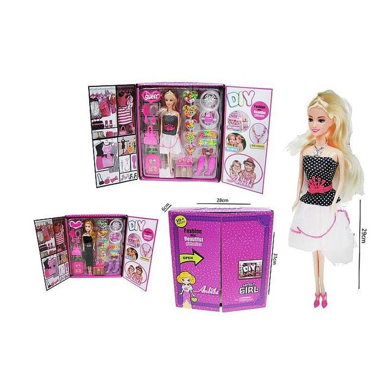 Lalka 29cm koraliki akcesoria 2rodz HDN02 47189