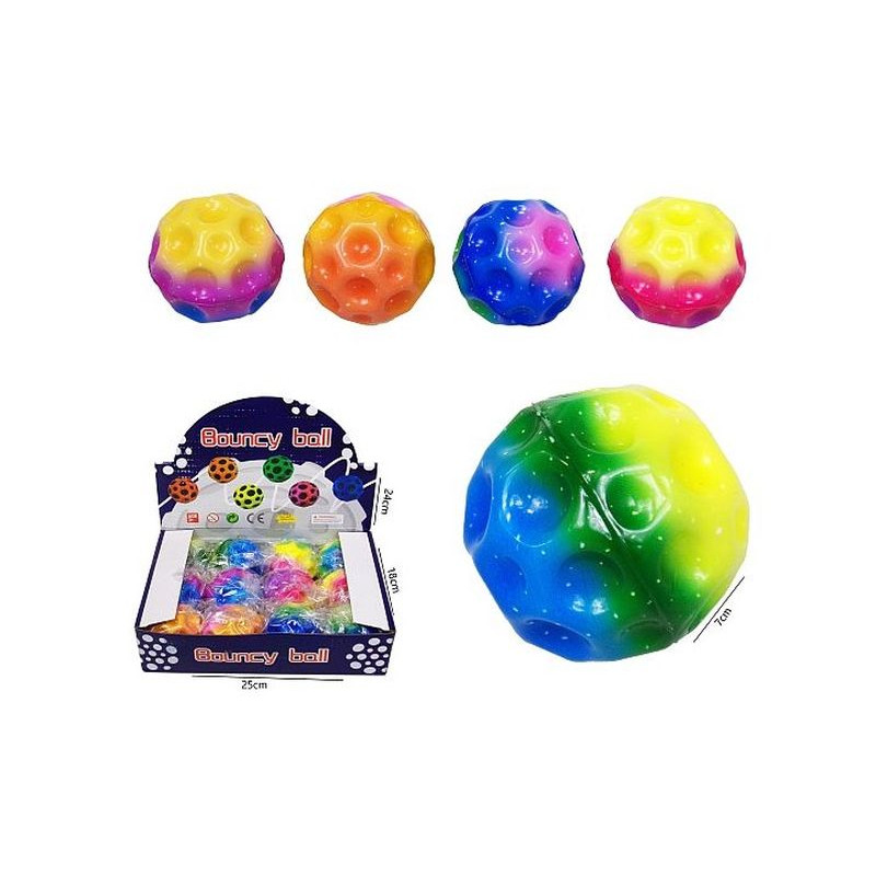 Piłka superodbijająca tęcza 7cm 12/op HPC03 50455