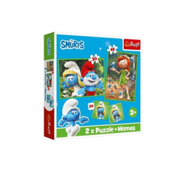 PUZZLE 2w1+ memos Wesołe zabawy Smerf 93656