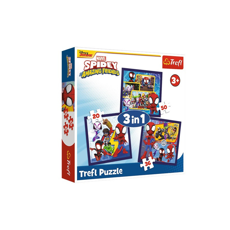 PUZZLE 3w1 Pająki i dinozaury / Spidey 34892