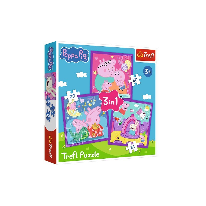 PUZZLE 3w1 Zwyczaje świnki Peppy 34893