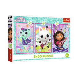 PUZZLE 3x50 Poznajcie Gabby i kotki 34876