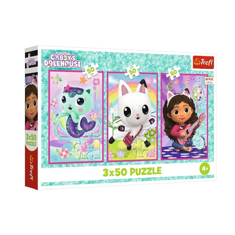 PUZZLE 3x50 Poznajcie Gabby i kotki 34876