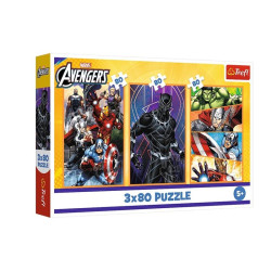 PUZZLE 3x80 Dni pełne akcji /Disney Marvel 34883