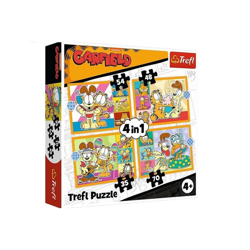PUZZLE 4w1 Garfield kocha lazanię /Garfield 34673