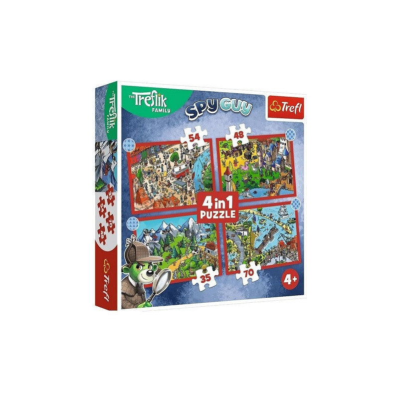 PUZZLE 4w1 Podróże Treflików 34675