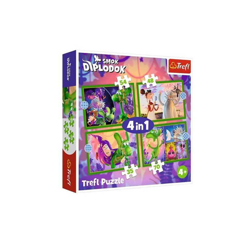 PUZZLE 4w1 Świat Smoka Diplodoka/ Human Film 34663