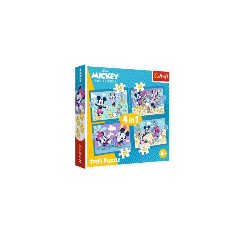 PUZZLE 4w1 Zabawne zdarzenia Myszki Miki 34669