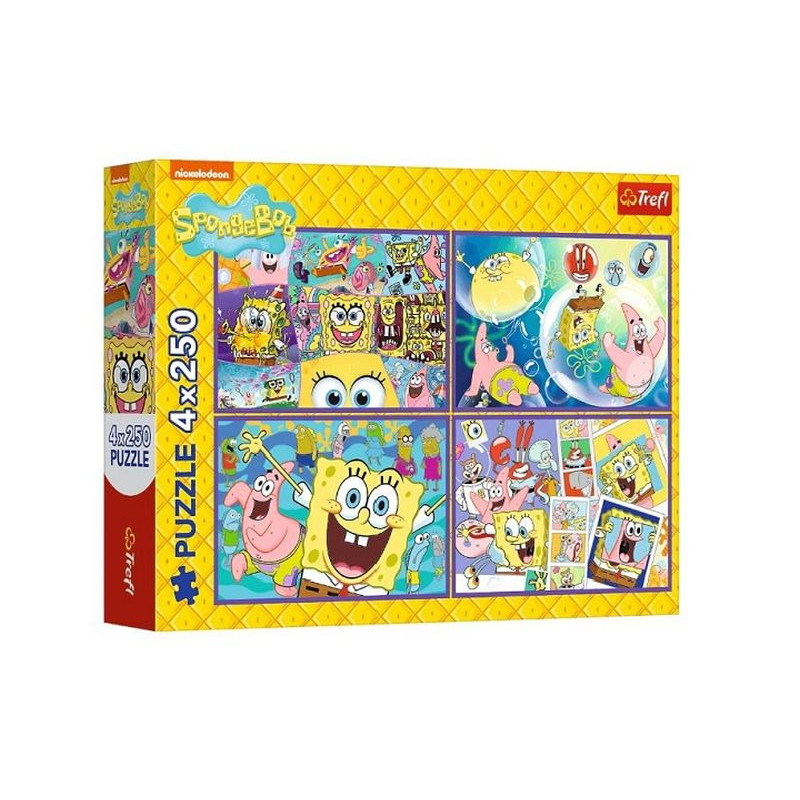 PUZZLE 4x250 Szalony świat Sponge Boba 13342