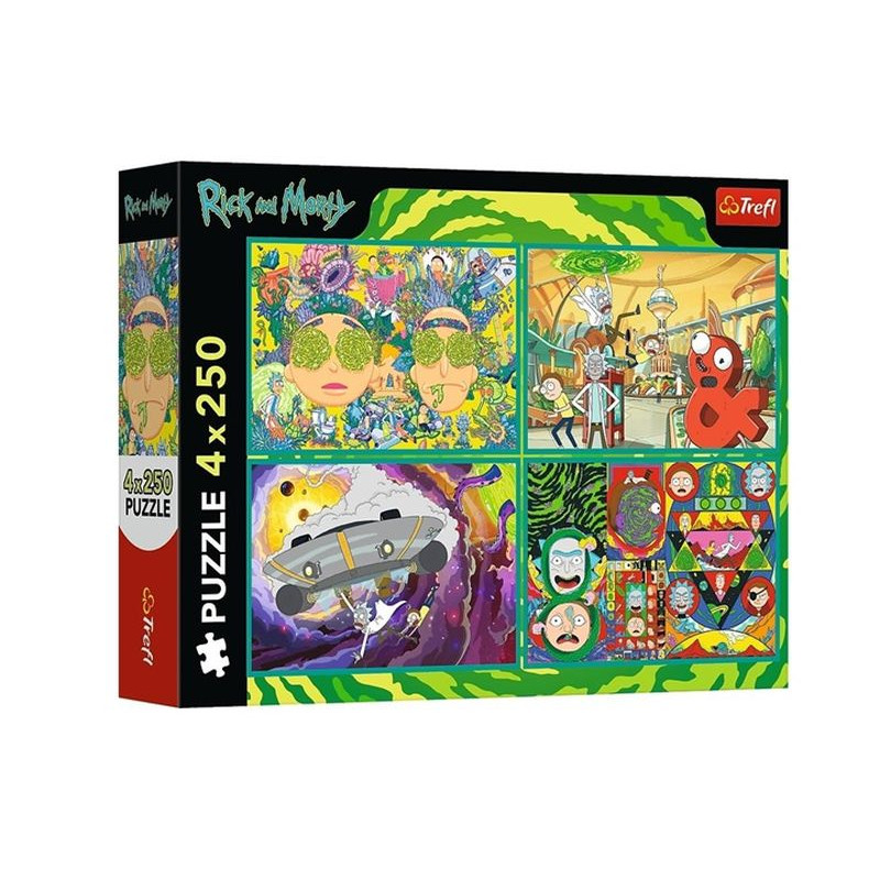 PUZZLE 4x250 Zakręcony świat Ricka_Morty_ego 13338
