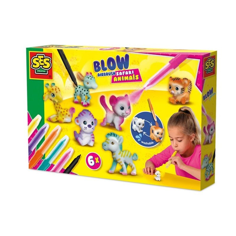 SES Pisaki z aerografem zwierzęta safari 6x 14335