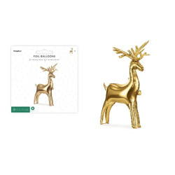 Stojący balon foliowy Renifer 124x80cm złoty 63044