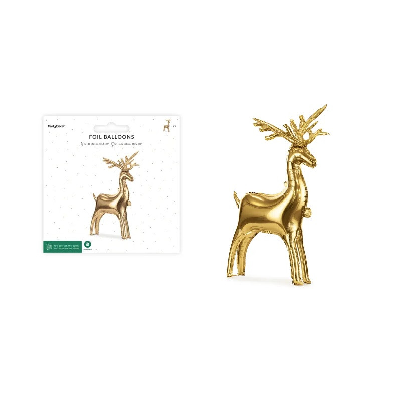 Stojący balon foliowy Renifer 124x80cm złoty 63044