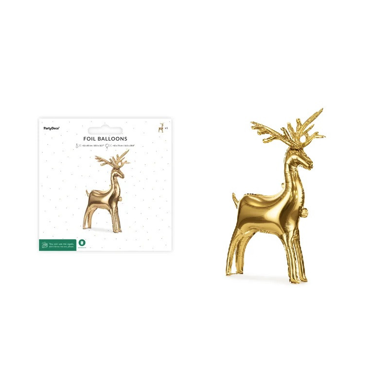 Stojący balon foliowy Renifer 83x52cm złoty 63082