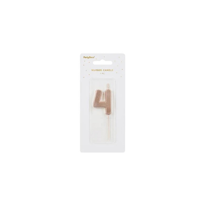 Świeczka urodz.Cyferka 4 róż.złoto 4,5cm 36581