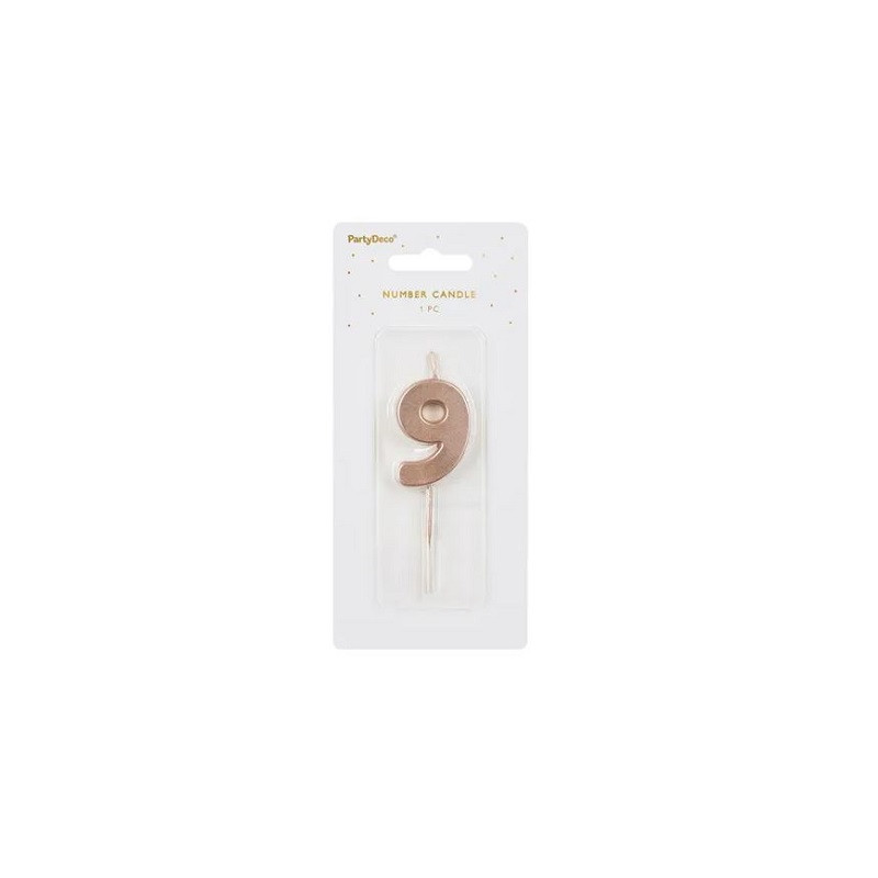 Świeczka urodz.Cyferka 9 róż.złoto 4,5cm 36789