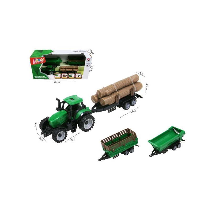 Traktor 3 przyczepy 18cm H13979 51780