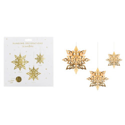 Zawieszki dekor.Śnieżynki złoty 15-25cm A6 74665