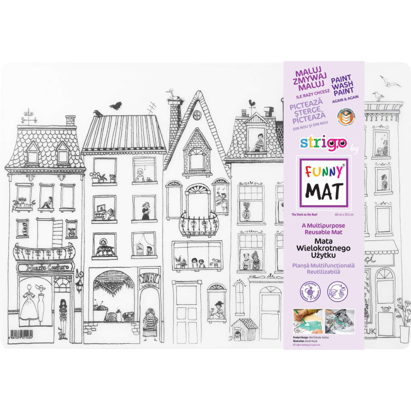 MATA FUNNY TRANSPARENT.48*33,5CM BUDYNKI Z KOTAMI STRIGO SFU1143