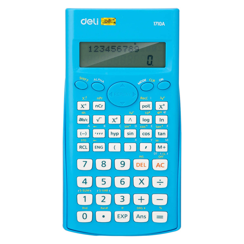 KALKULATOR NAUKOWY 12-CYFROWY Z DWULINIOWYM WYŚWIETLACZEM NIEBIESKI DELI E1710A