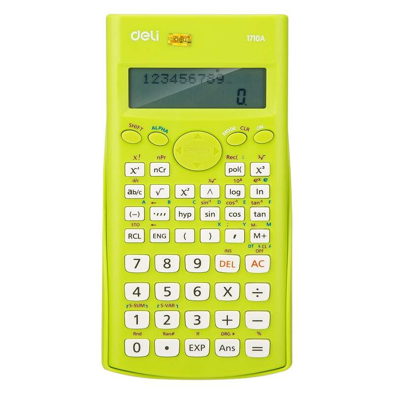 KALKULATOR NAUKOWY 12-CYFROWY Z DWULINIOWYM WYŚWIETLACZEM ZIELONY DELI E1710A