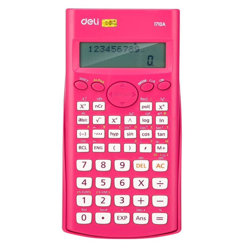 KALKULATOR NAUKOWY 12-CYFROWY Z DWULINIOWYM WYŚWIETLACZEM RÓŻOWY DELI E1710A