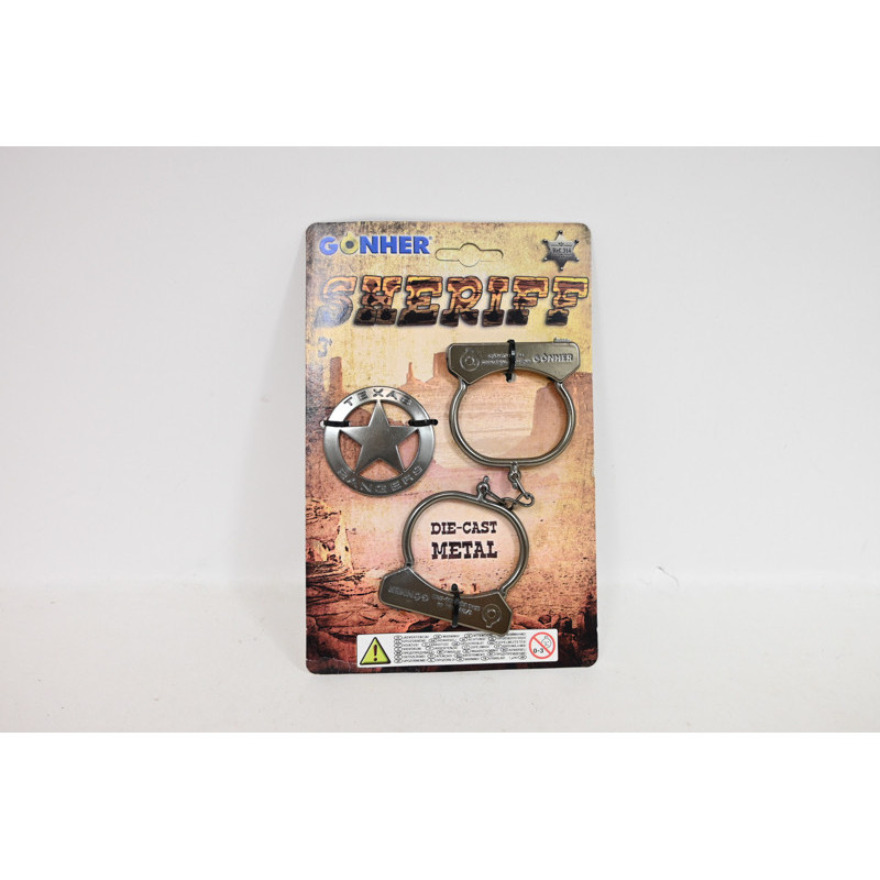 GONHER kajdanki+metal.odznaka szeryfa 314/0 31404