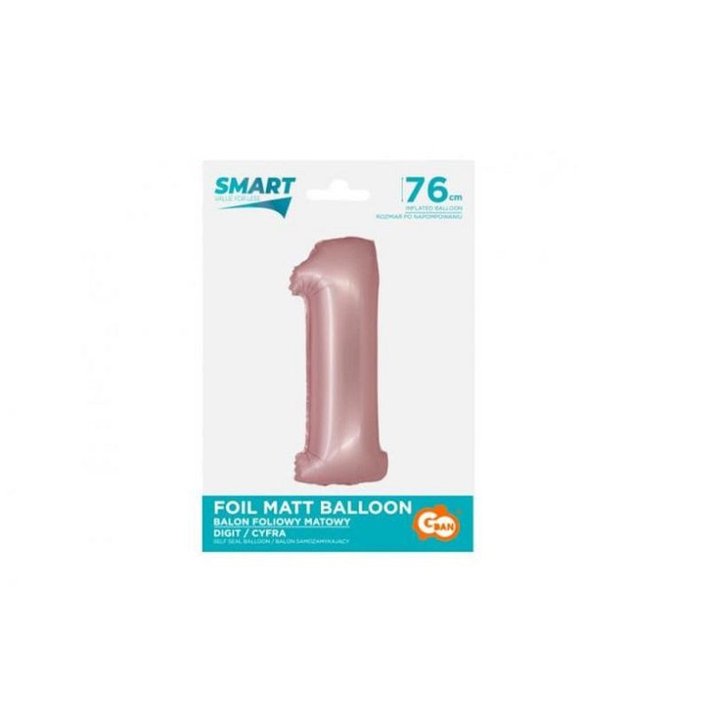 Balon fol Smart Cyfra1 j.róż mat76cm CH-SJR1 59035