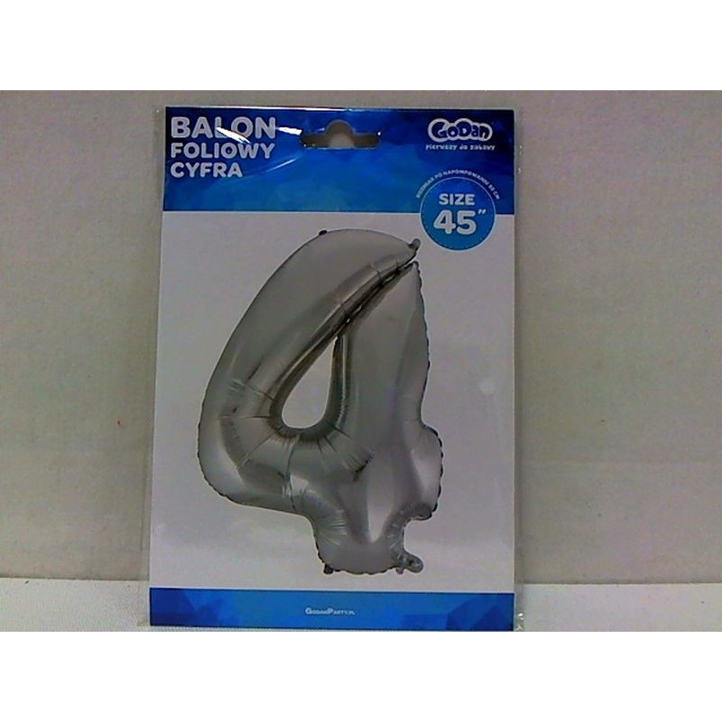 Balon foliowy Cyfra4 srebrna 85cm BC-HSR4 09474