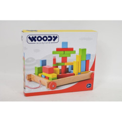 WOODYLAND Wózek z klockami drewn.34el 90007 00077