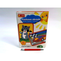Piaskowe obrazki Szop pracz i autko 08779
