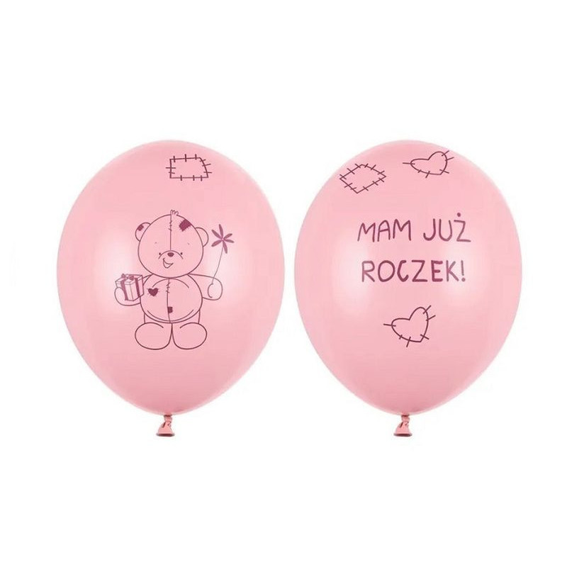 Balony 30cm Miś mam już... PastelPink A6 00284