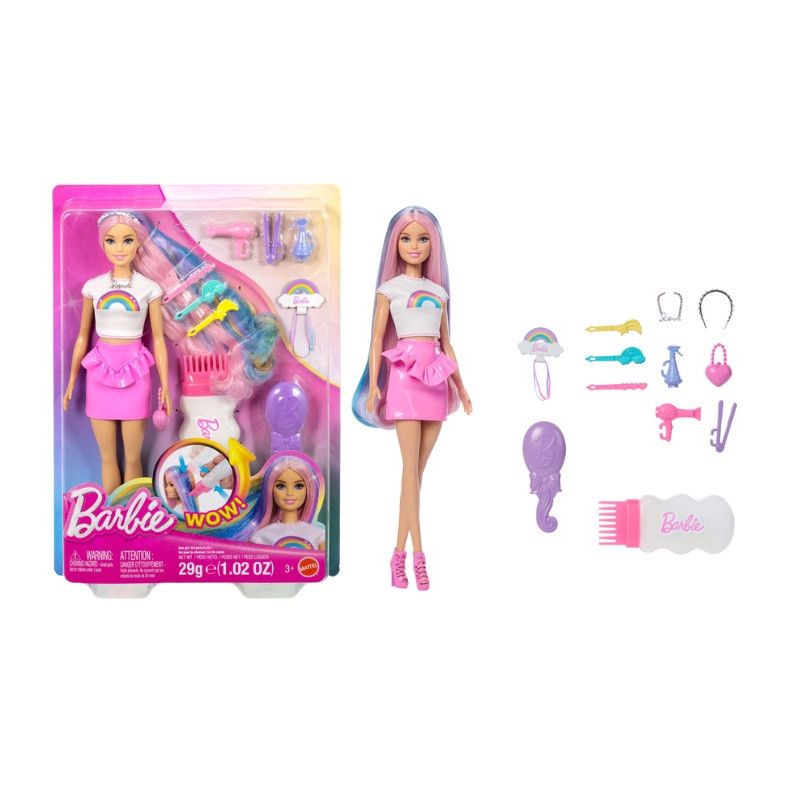 Barbie lalka tęczowe brokatowe włosy JJP07 /6