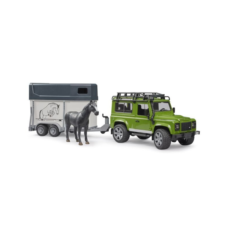 BRUDER Land Rover+przyczepa dla konia+fig 02592