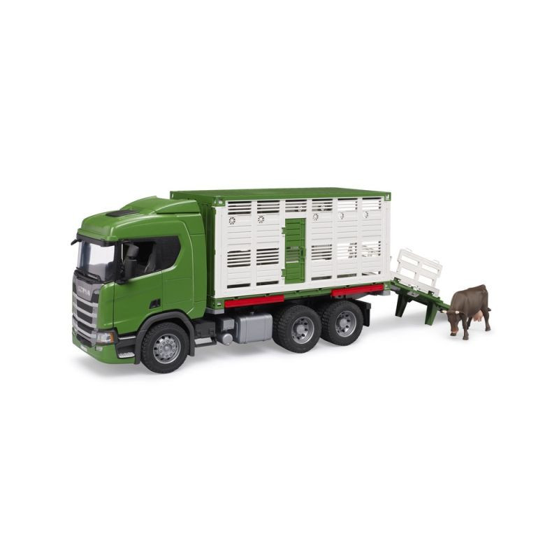 BRUDER Scania Super 560R kontener+fig.krowy 03548