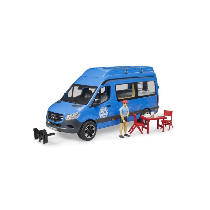 BRUDER Sprinter Camper niebieski+fig+akces 02684