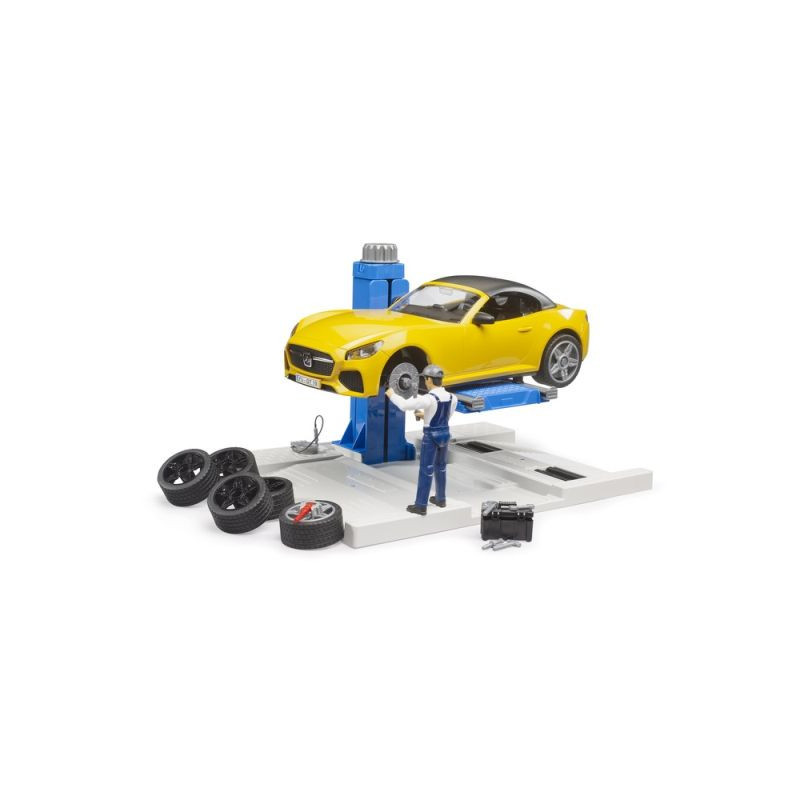 BRUDER Warszt.sam+auto żół.Roadster 62112