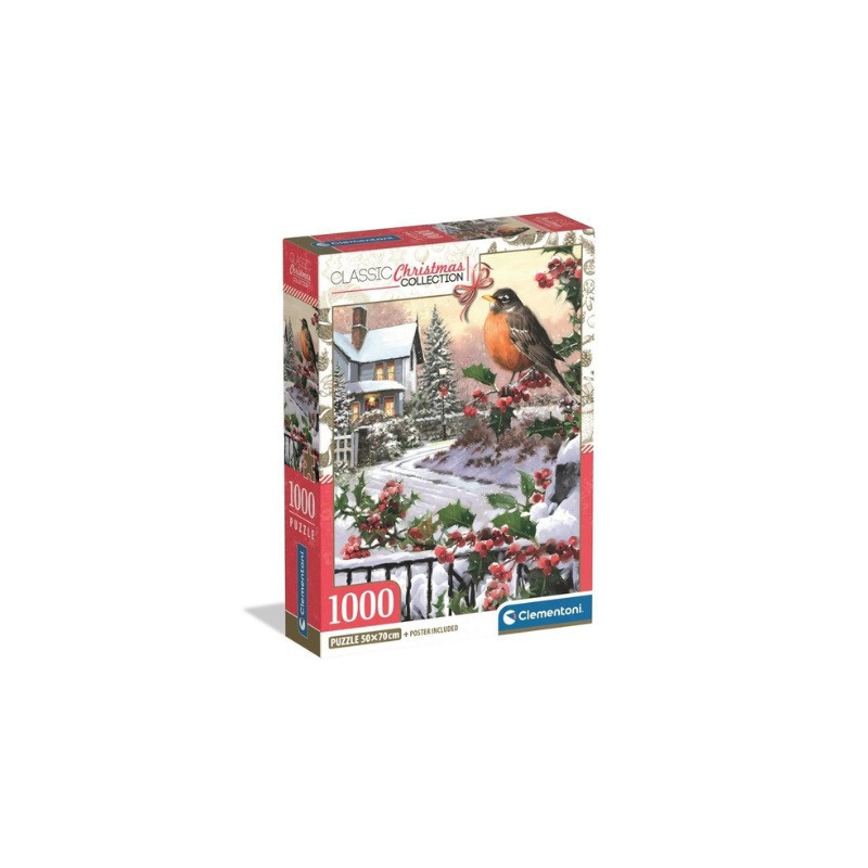 CLE puzzle 1000 XMas Coll.Robin_HollyBushes 37129