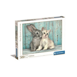 CLE puzzle 500 HQC Królik i kot 35004