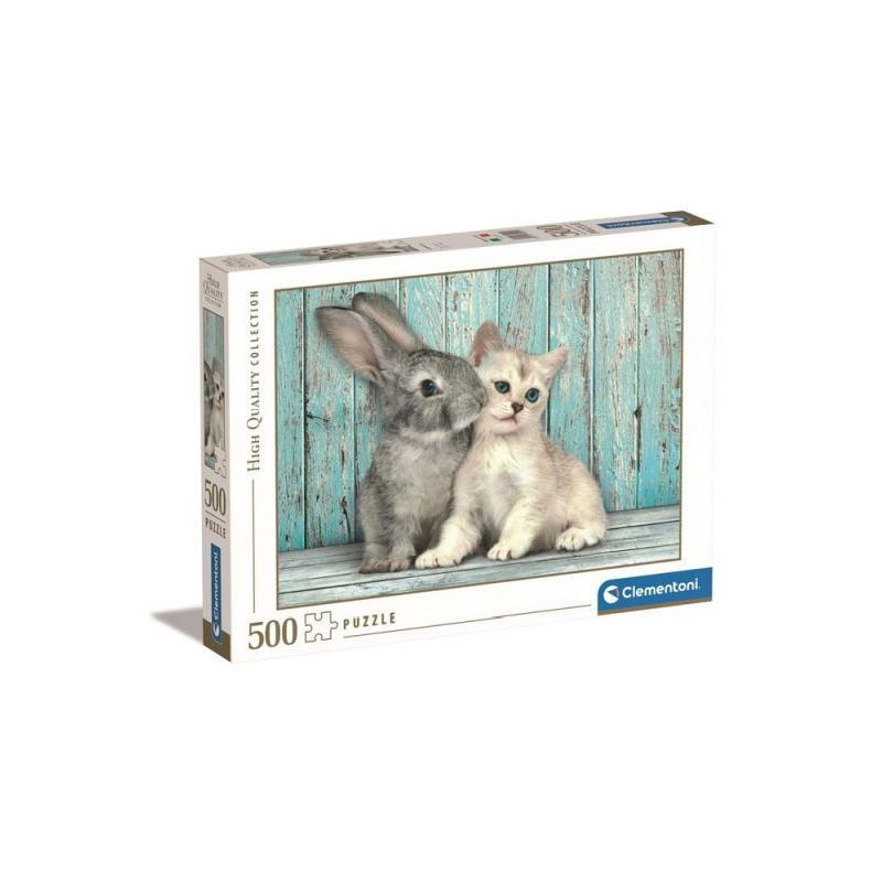 CLE puzzle 500 HQC Królik i kot 35004