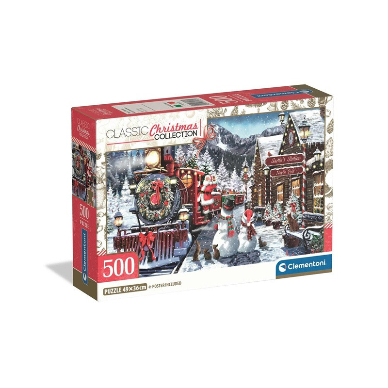 CLE puzzle 500 XMasColl.TrainStation w/Snowm.35627