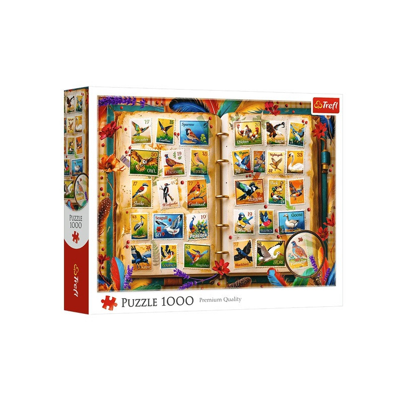 PUZZLE 1000 Kolekcja znaczków atlas ptaków 10979