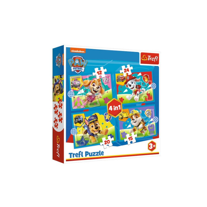 PUZZLE 4w1 Biegnące pieski / Psi Patrol 34628