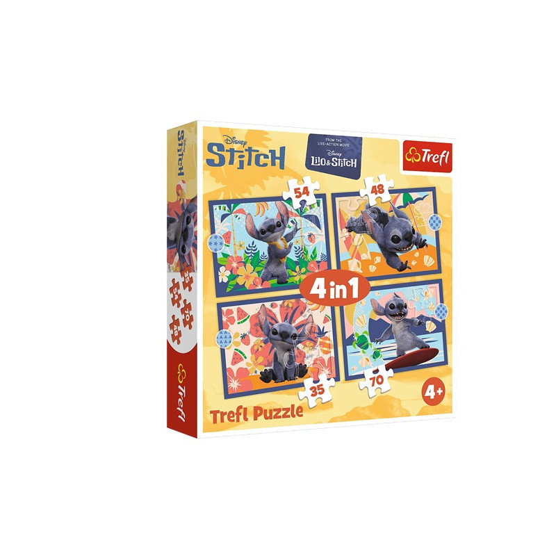 PUZZLE 4w1 Wakacje na Hawajach/Disney Stitch 34666