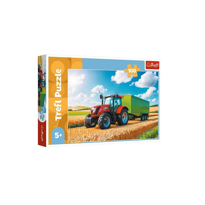 PUZZLE 100 Maszyny roln.traktor z przyczepą 16494