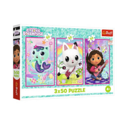 PUZZLE 3x50 Poznajcie Gabby i kotki 34876