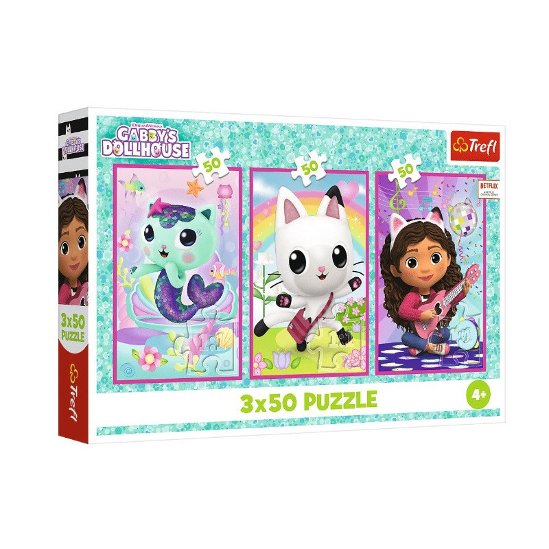 PUZZLE 3x50 Poznajcie Gabby i kotki 34876