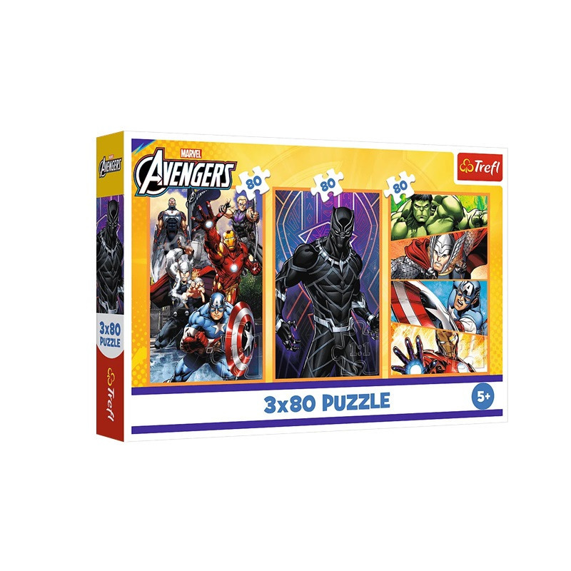 PUZZLE 3x80 Dni pełne akcji /Disney Marvel 34883
