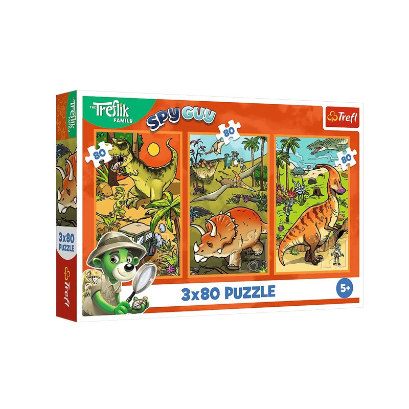 PUZZLE 3x80 Trefliki w świecie dinozaurów 34888